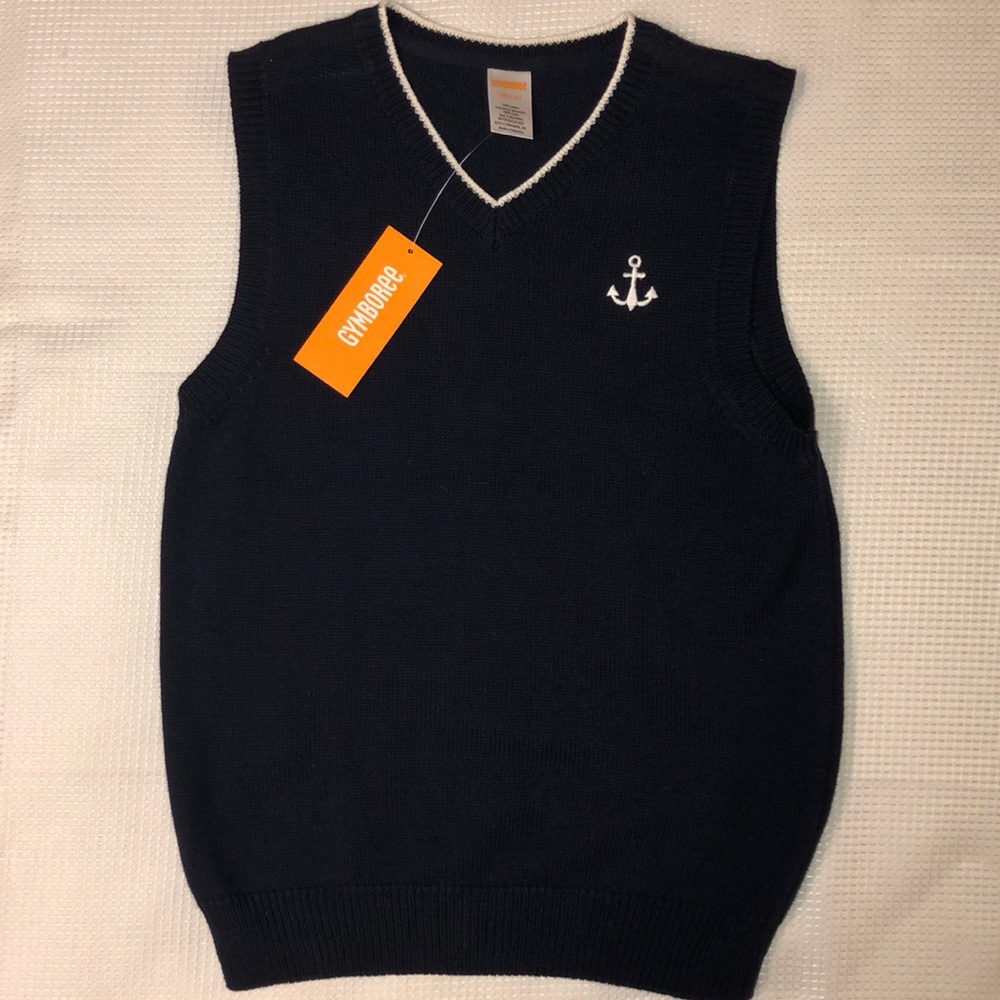 GYMBOREE NAVY ANCHOR SWEATER VEST 10 12 LIKE NEW